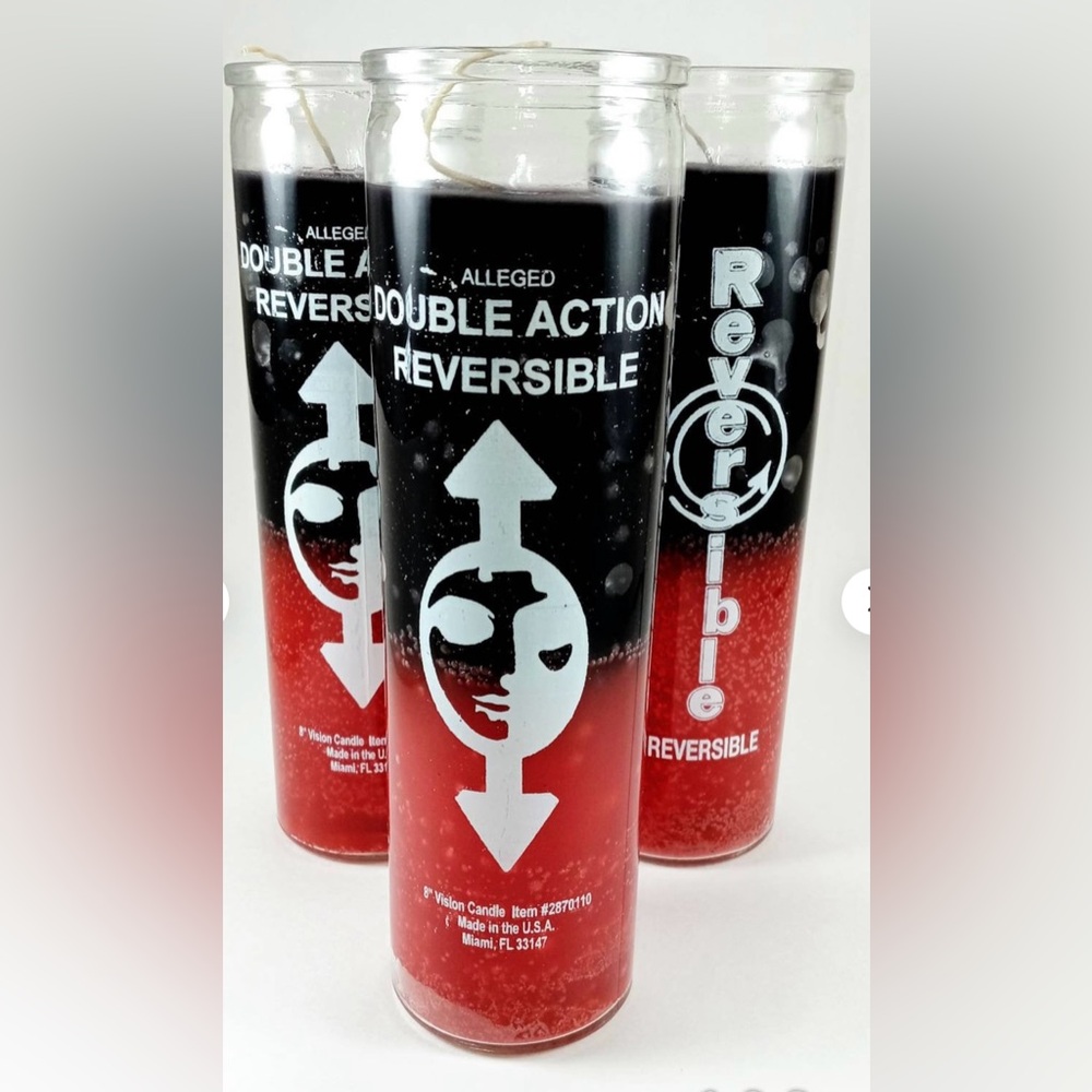1 x 7 Day Glass Reversible Candle -Black and red Candle- Double Action